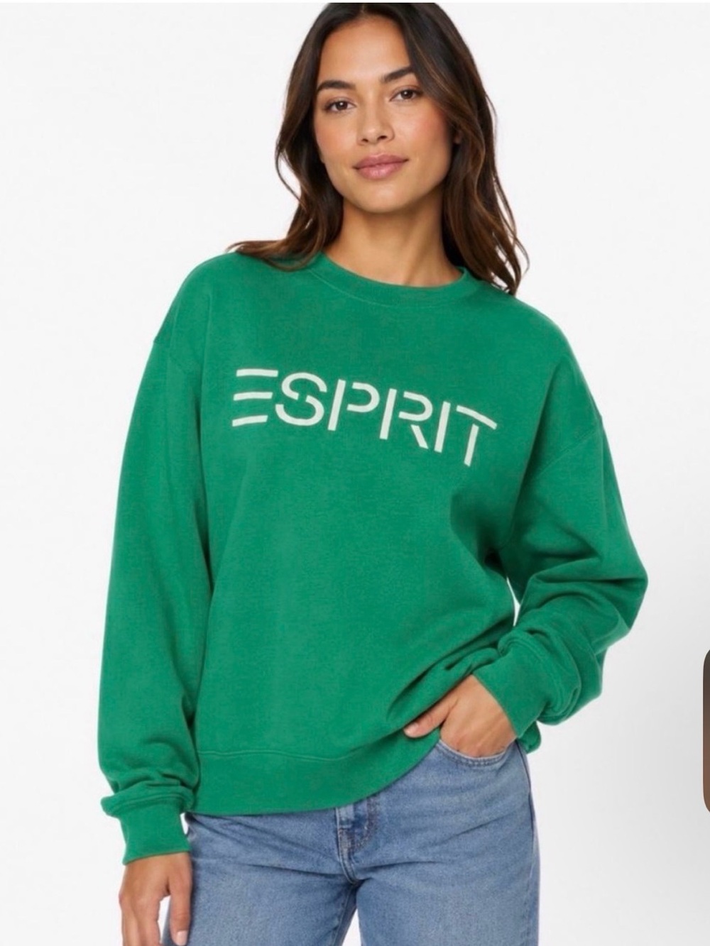 NWT Esprit Women's Logo
Fleece Crewneck Sweatshirt
Green Viral 80's Vintage S